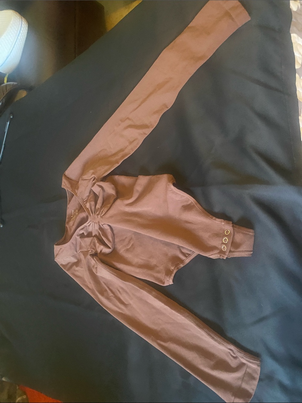 Aritzia Brown Long-Sleeve Twist-Front Bodysuit